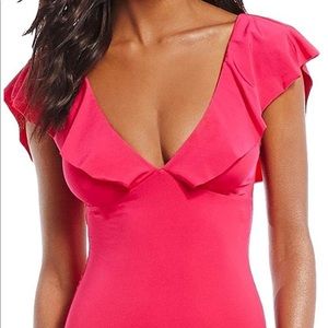 V plunge one piece swimsuit